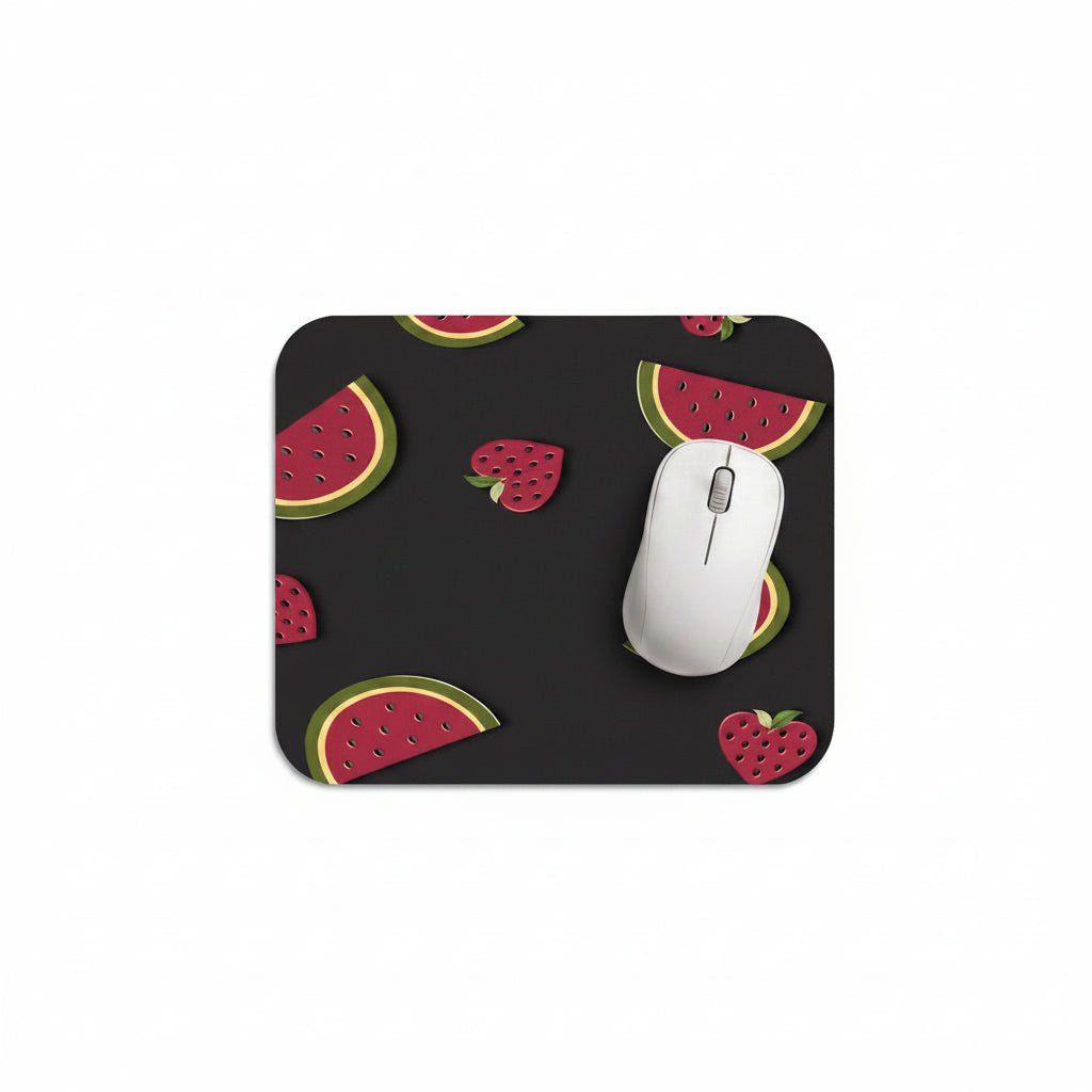 Mouse pad with watermelon pattern on a gray background