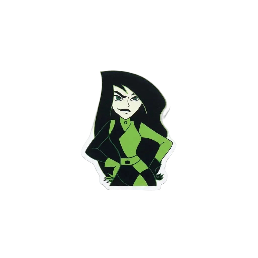 A die-cut sticker featuring the cartoon character Ms. Fan from Kim Possible, shown with a confident pose on a plain white background.