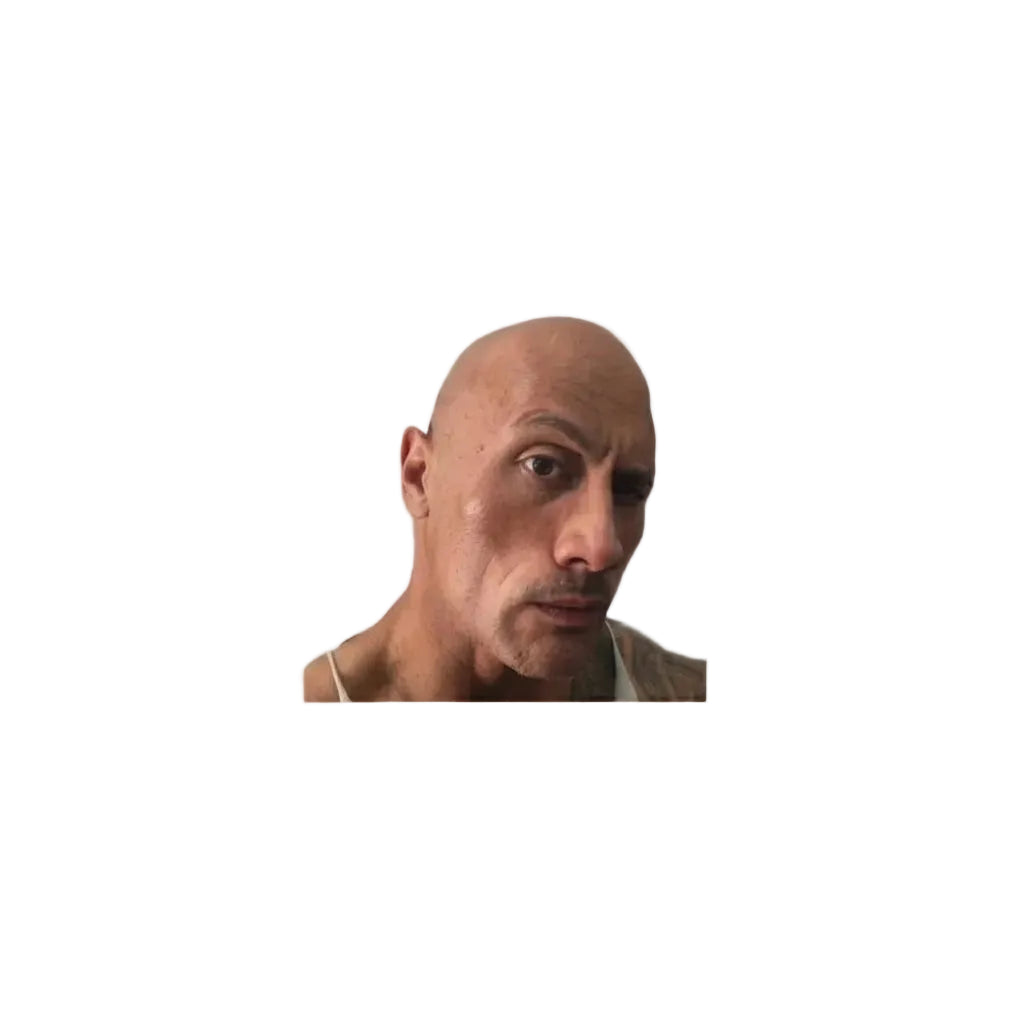 A die-cut sticker featuring a close-up portrait of Dwayne 'The Rock' Johnson, shown on a light gray background.