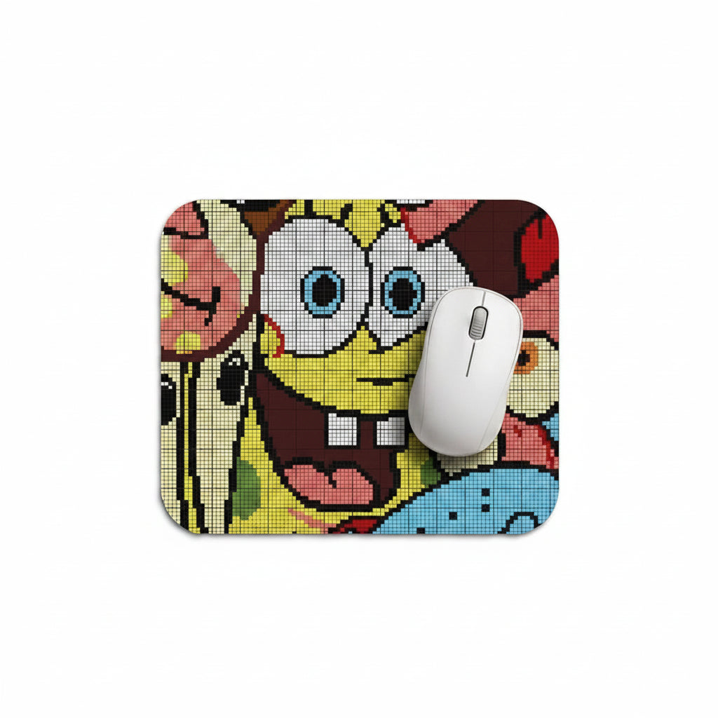 Mouse pad with cartoon character design featuring a mouse on a light gray background